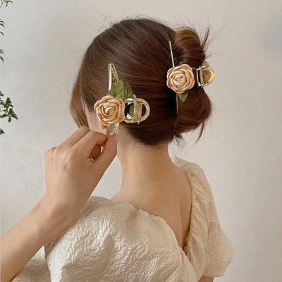 Mno Rose Hair Clip Metal Clip Rose Pin Long Hair Clip Hair Pin Self-Up Hair Pin Hair Clip
