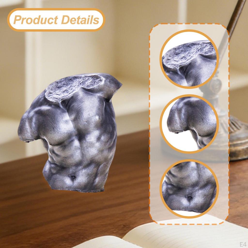 Male Torso Statue Creative Small Sculpture for Bookshelf Living Room Cabinet