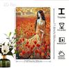 2D Flat, 1pc Floral Field Woman Wall Art - Tinplate Metal Sign Painting, 20.32x30.48 cm Indoor/Outdoor Hanging Decor, Vibrant Re