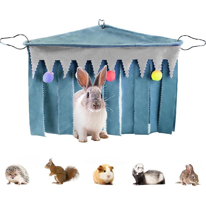 Forest Cage Corner Hideout, Pets Corner Hideout for Guinea Pigs, Rabbits, Ferrets, Chinchillas, Gerbils, Hedgehogs (Pink)