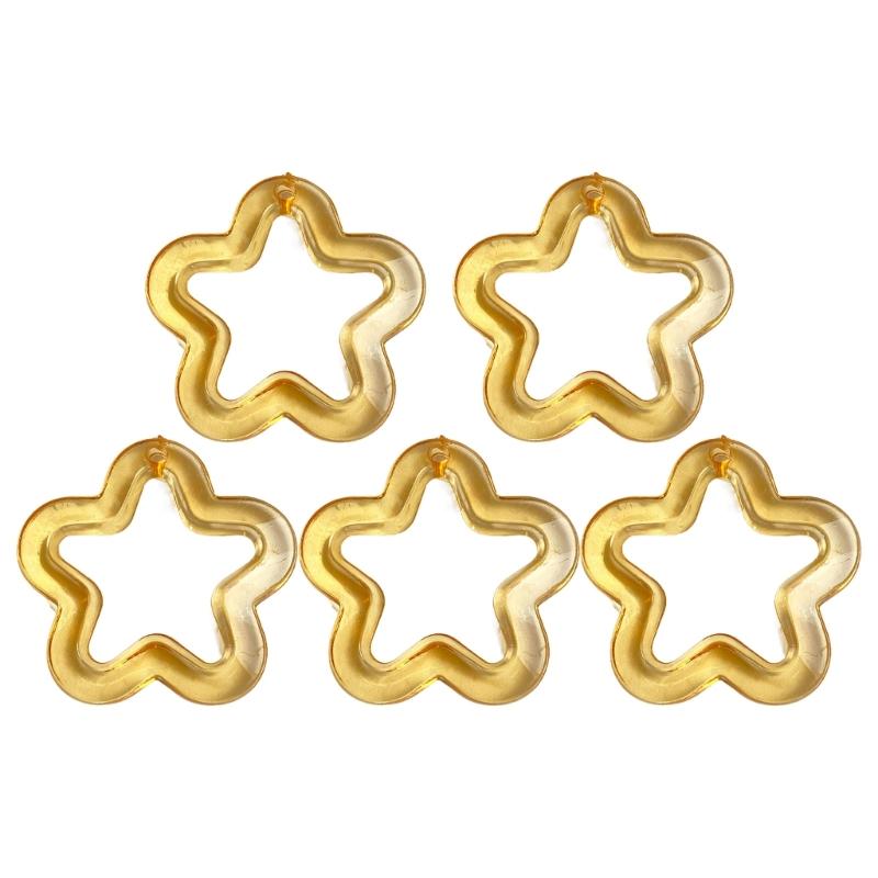 

5pcs Acrylic Hollow Flower Charm Colorful Star Pendant for DIY Earring Necklaces Bracelets Jewelry Making Findings Craft помаранчевий