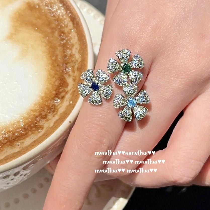 Heller Wonderland Gänseblümchen Edelsteinring, Super Glänzend, 18 Karat Vergoldet, Mojito Grün Wassertropfen Zirkonring