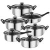 12 Pcs Pans Stainless Steel Pot 12-piece Set Black Handle Milk Soup Frying (black Non-stick) Pots Oven Cookware Saucepan