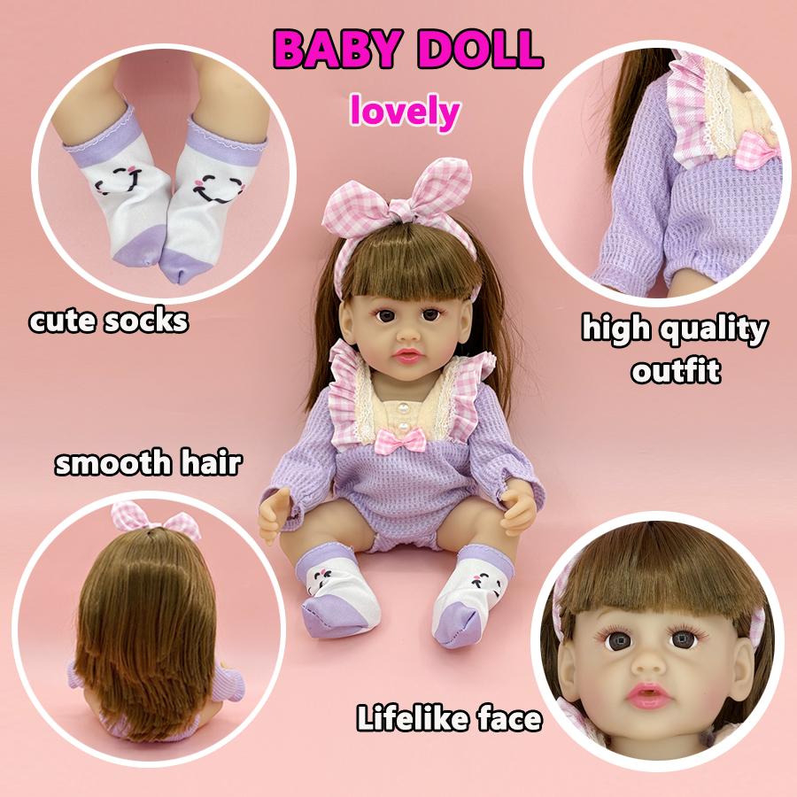 Kawaii Reborn Baby Girl Dolls Lifelike Face Fashion Clothes Companied Doll Birthday Christmas Gift Educational Toy 12inch Kid Friendly Entertaining