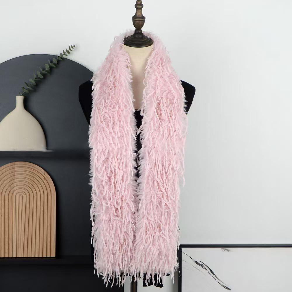 Thick Fluffy Plush Long Strip Scarf Solid color Luxury Y2K Girl Scarf 90cm/180cm Ladies Tassels Scarf for Outdoor Warm