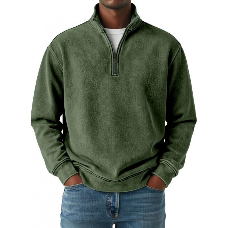 2025 European Style Men's 3D Print High Collar Half-Zip Hoodie for Spring/Autumn