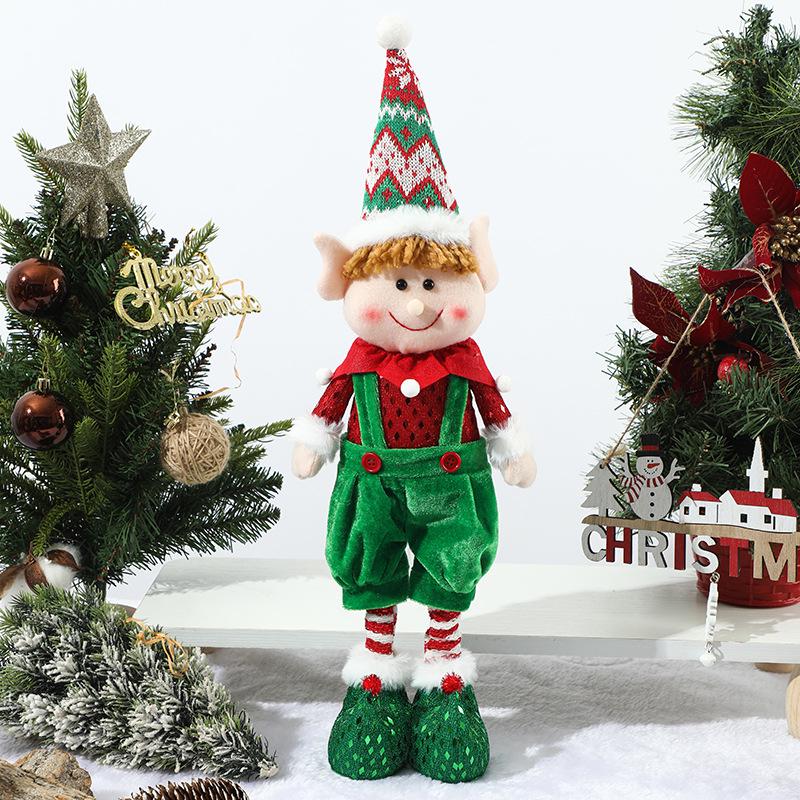 Stretchable Elf Boy Doll Christmas Decoration - Red & Green Sitting or Standing Display