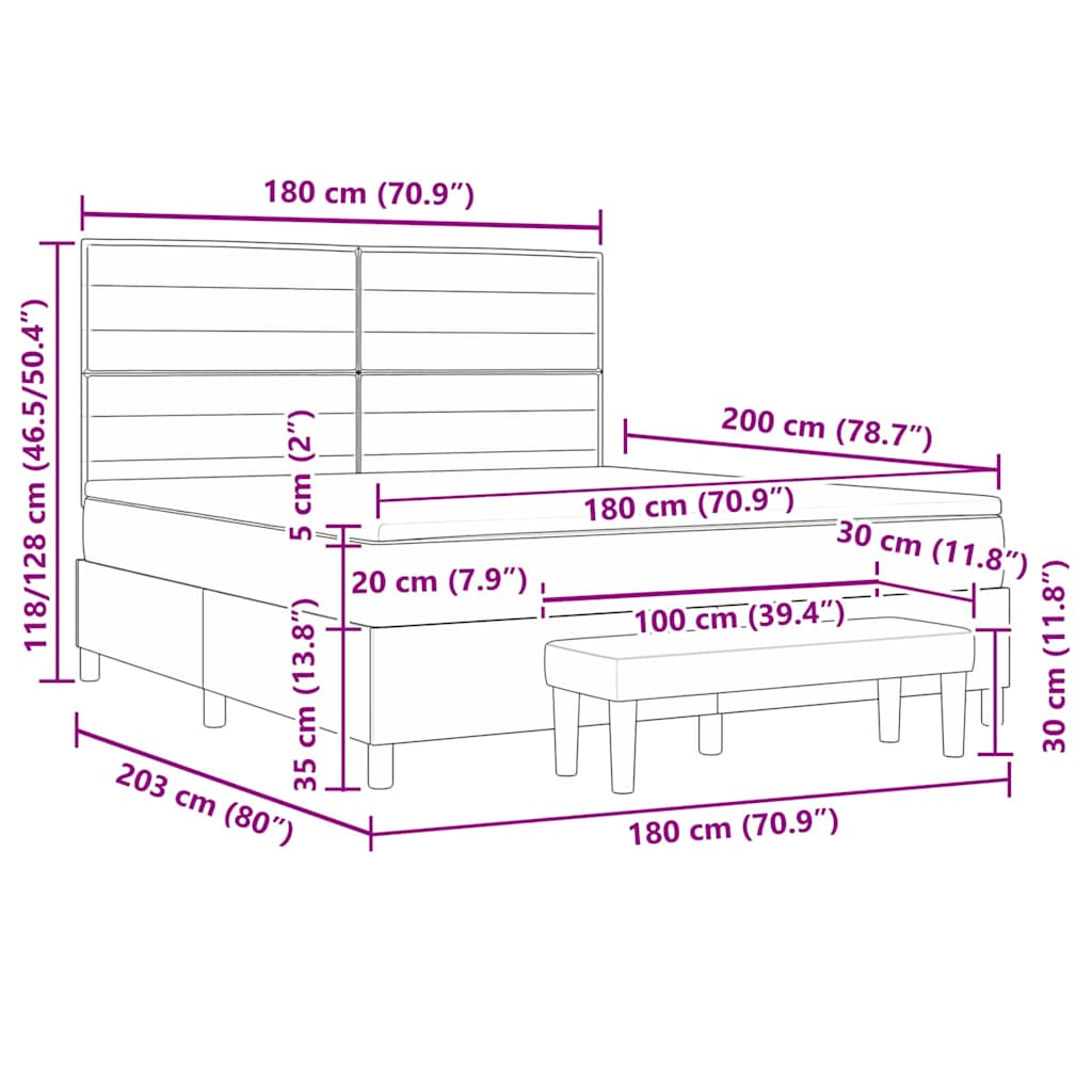 Box Spring Bed with Headboard Dark Brown 200 x 180 cm Fabric