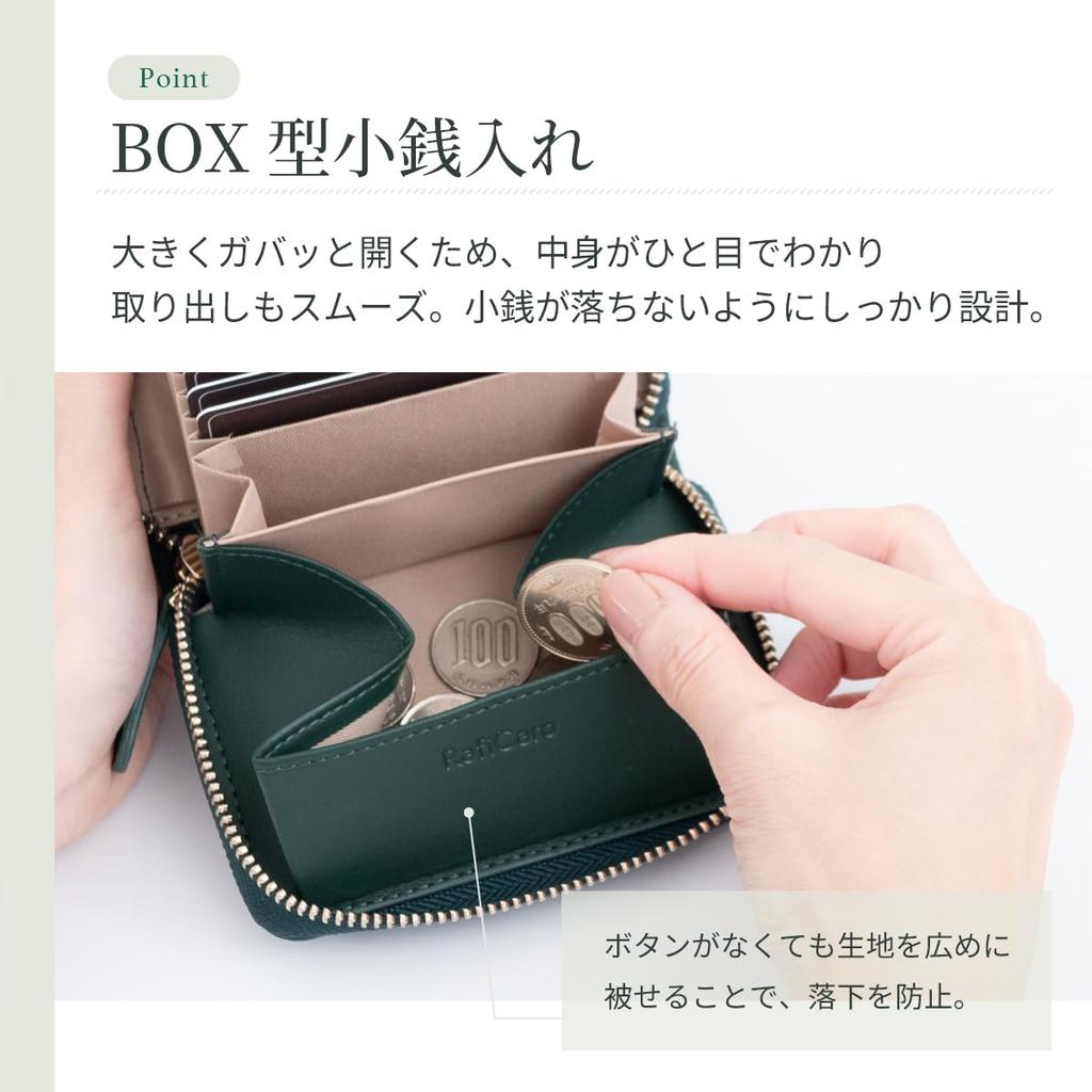 Mini Bifold Wallet for Men and Large Card Coin YKK Cowhide Greige [RafiCaro] Wallet, Non-Folding, Women, Capacity, Accordion-Style Case, Box-Shaped