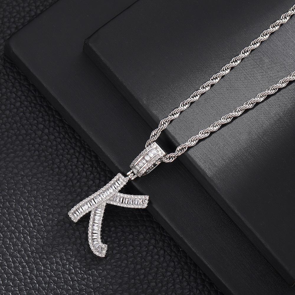 Hip Hop Letter Pendant Zircon Necklace Popular Instagram Personalized Accessory Niche Design Men's and Women's Pendant Necklace