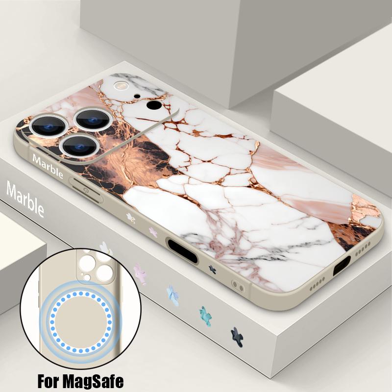 Luxury Sandstone Marble Pattern Case For iPhone 16 Pro Max Magnetic For Magsafe Soft Cover For iPhone 17 15 14 13 Pro Max 17E 16E
