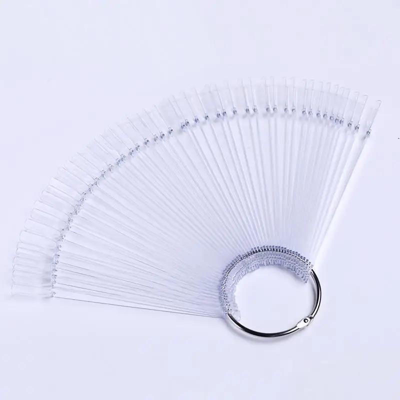 50PCS Nail Enhancement Display Plate Nail Piece False Nail Sector with Iron Ring Practice Color Card Nail Polish Color Card Tool