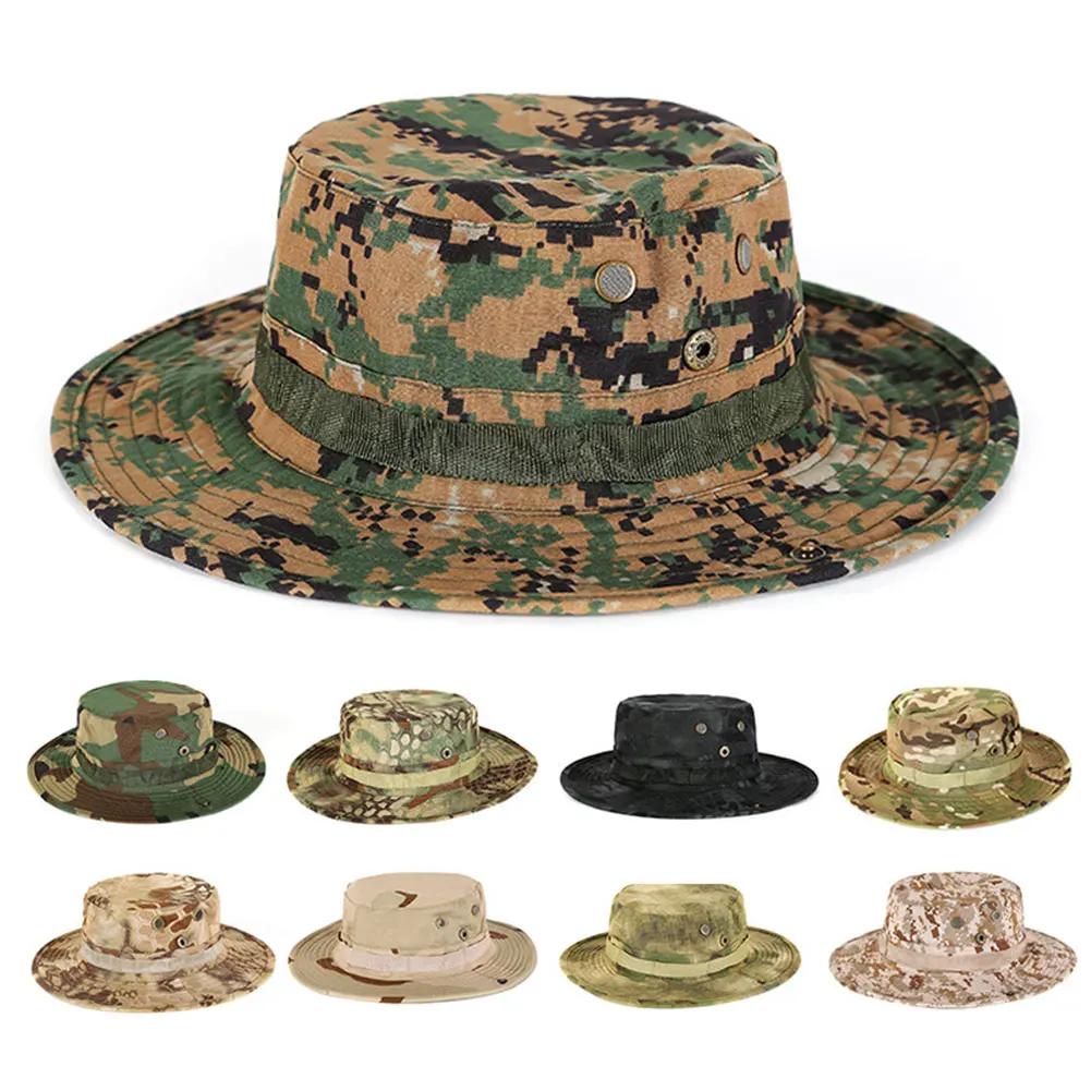 Men Hunting Hiking Outdoor Camo Sun Caps Camouflage Hat Tactical Bucket Hats Panama Summer Cap