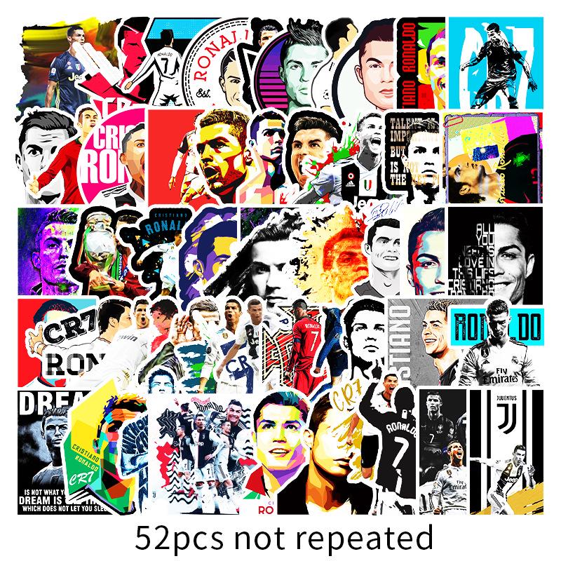 Cristiano Ronaldo Graffiti Sticker Set: 52 Unique Designs for Suitcases, Laptops, Cars, and Refrigerators