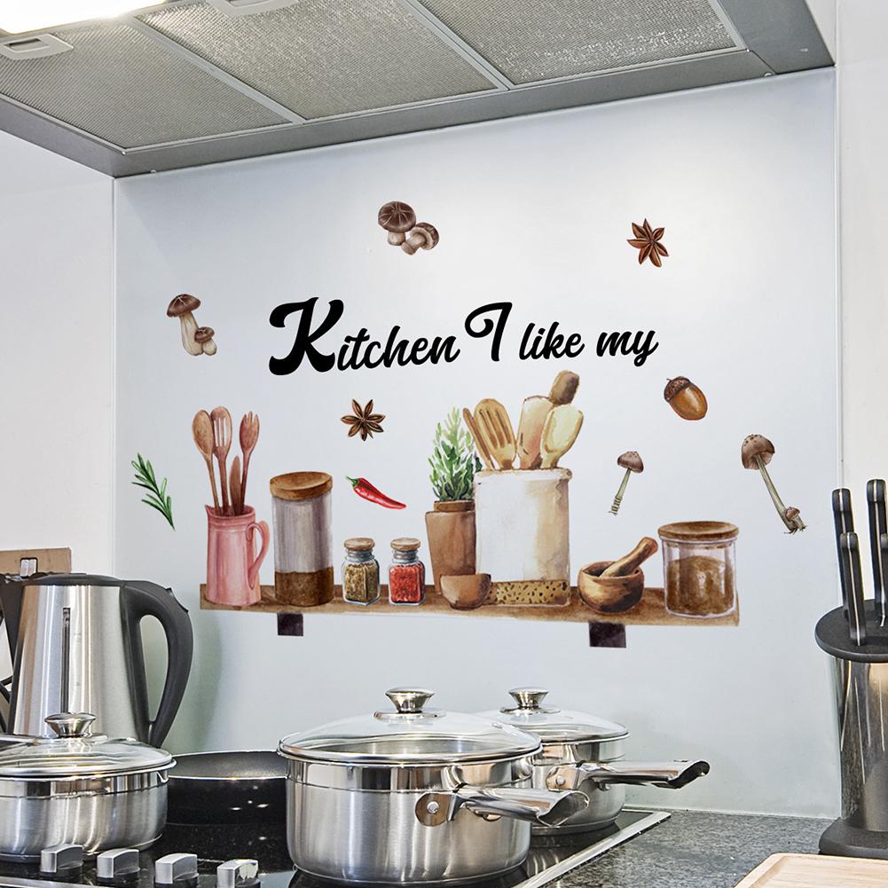 1pc Kitchen Wall Stickers Fun Design Cook Utensils Home Decoration Restaurant 30*60cm Home Decoration Stickers Posters