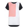 Women's Summer O-neck Loose Short Sleeve Shirt With Leisure Patchwork Design