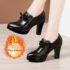 Deep Mouth Pointed Toe Leather Shoes Women Pumps 2025Spring Autumn Black High Heels Office Shoes Ankle Boot Plus size 32-43