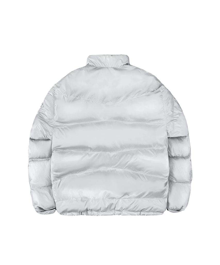 Openyard(Oy) Distressed Stitch Puffer Jacket - Glossy Light Gray