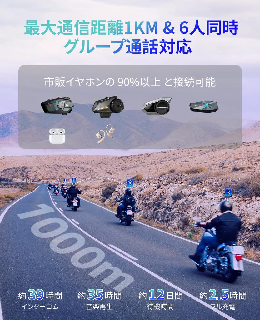 FreedConn R1 PLUS Motocykl, Wbudowana Kamera, Kamera Samochodowa, Jednoczesne Połączenia dla 6 osób, 1000M