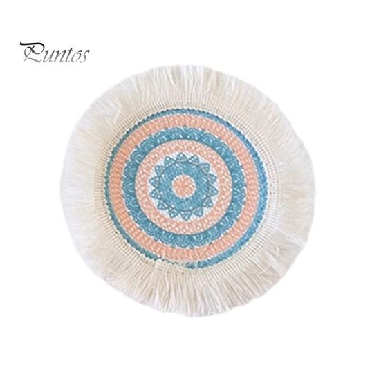 Descanso de Panela Antiderrapante para Cozinha, Jogo Americano Tecido de Algodão Estilo Boho, Jogo Americano de Mesa com Franjas de Borla para Pratos de Jantar, Jogo Americano Lavável a Quente, Suporte de Panela Resistente para Pratos Quentes,