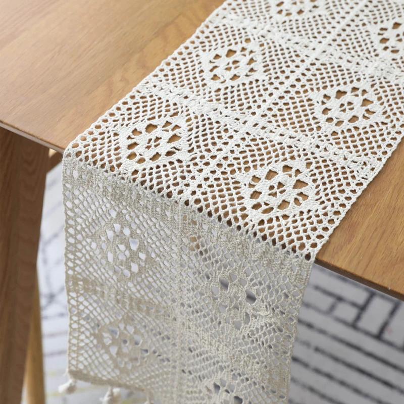 24*350cm Table Runner Lace Table Cover Chair Sash Dinner Banquet Baptism Christmas Wedding Party Embroidered Table Decor