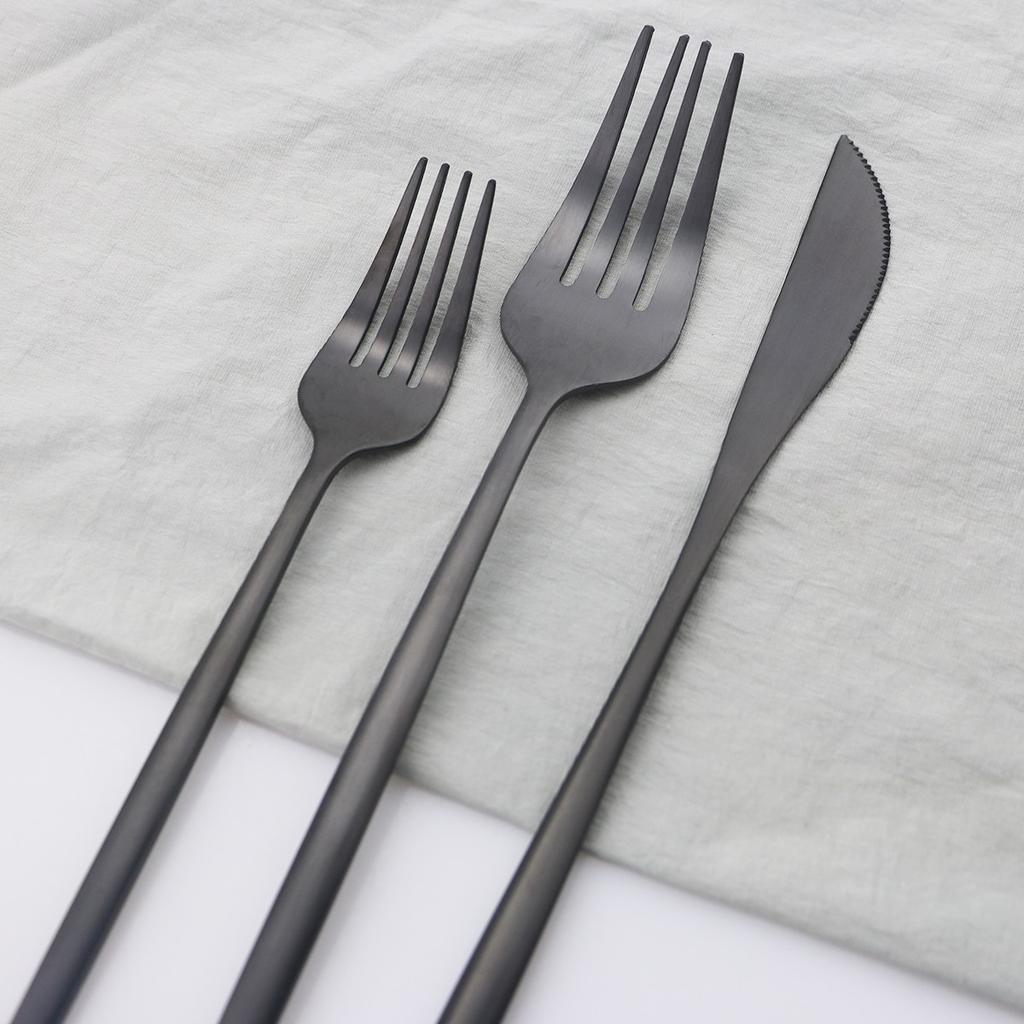 6 Teile/satz Schwarz Abendessen Gabel Set Edelstahl Dessert Kuchen Gabel Besteck Set Obst Salat Gabel Set Geschirr Küche Besteck Set