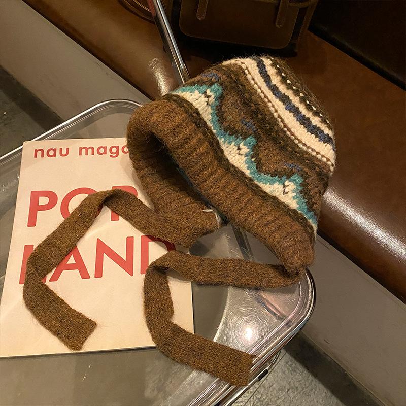 Wool Blended Knitted Wool Hat Women's Autumn and Winter Warm Ear Protection Hat Versatile Hat Tide