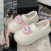 Women's and Men's Cute Cartoon Waterproof Plush Cotton Slippers, Heel-Covered Indoor Shoes for Autumn/Winter 2025