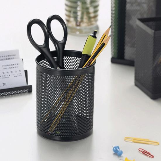 Round Mesh Pencil Pen Stationery Holder Container Organizer Office Supplies