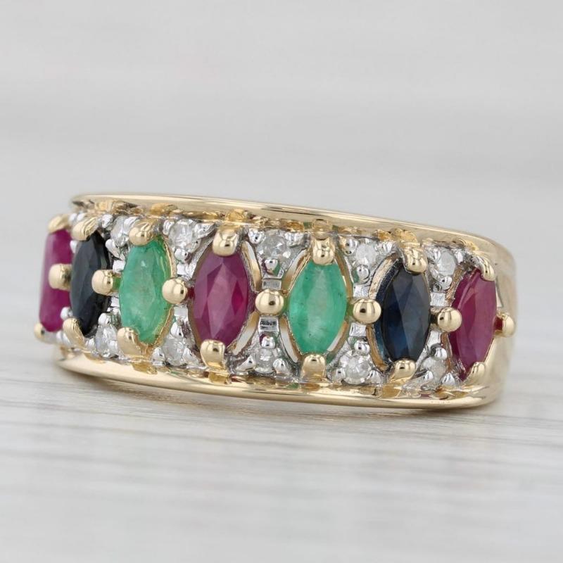 Gorgeous Inlaid Red Green Blue CZ Women's Ring Trendy Gold Color Geometry Daily Wear Party Jewelry Anniversary Gift