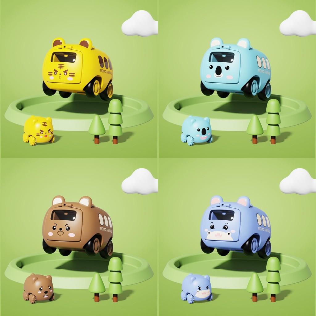 Cute Cartoon Tiger Bear Rabbit Design Inertia Catapult Bus Toys Children