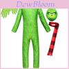 Opvallend Grinch cosplaykostuum voor kinderen, perfect voor Halloweenfeestjes!
