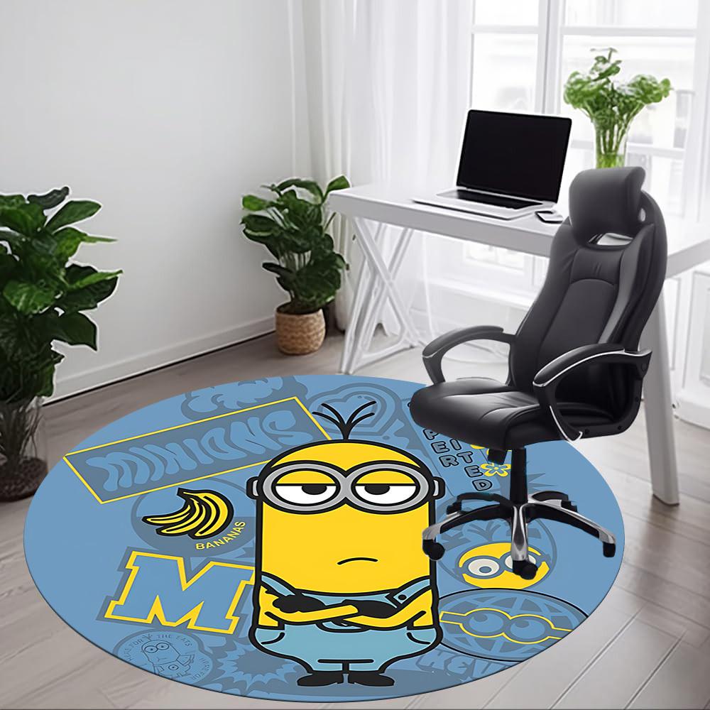 1pc Minions Office Round Area Rug, Under Office Chairs Bedroom Living Room Home Decor, Available in Various Sizes01