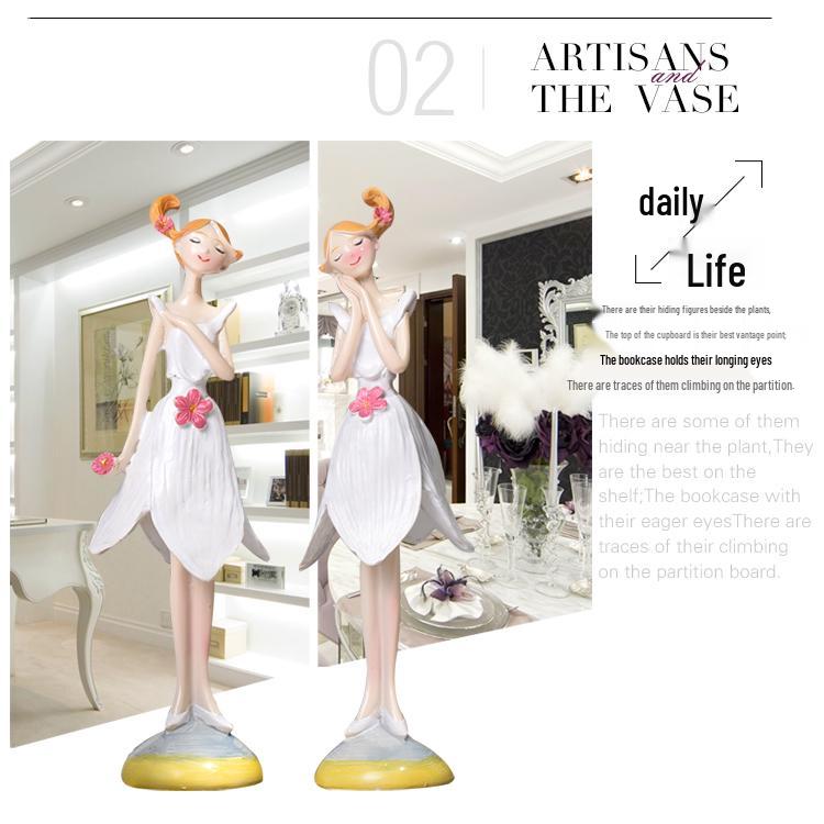 White Angel Sitting Fairy Doll - Handmade Resin Ornament for Home Decor