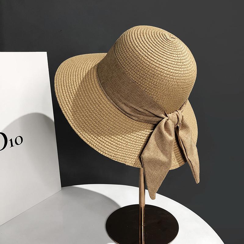 Womens Chic Straw Beach Hat Adjustable Fit Elegant Bow Perfect Outing Summer