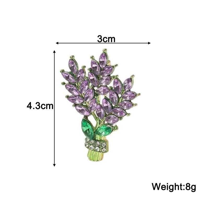 Rhinestone Crystal Purple Lavender Pin Badges Corsage Metal Backpack Icons Elegant Women Brooches Denim Lapel Girls Jewelry