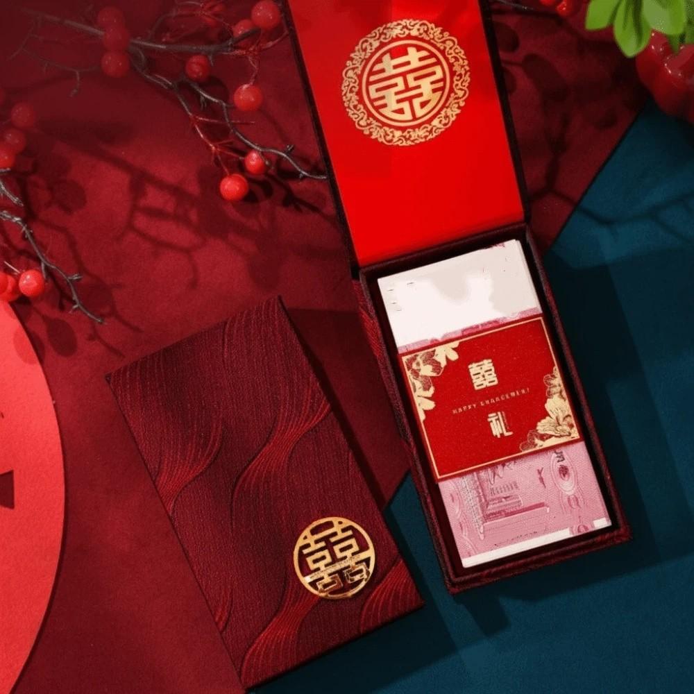 Magnetic Wedding Red Envelope Traditional Vertical Version Red Pocket Box Stereoscopic Big Capacity Money Pocket Spring Festival