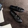 Cowhide Version~ Leather Rhinestone Soft Sole Mary Jane Single Shoes Women's Ballet Shoes Flat Shoes Ladyshoes Small Heels