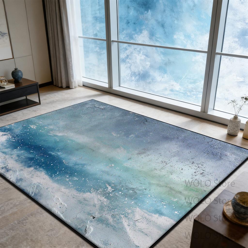 Vintage Blue abstract Carpet Luxury Living Room High-end washable Rug Bedroom Bed End Anti-slip Customizable Floor Mat Office
