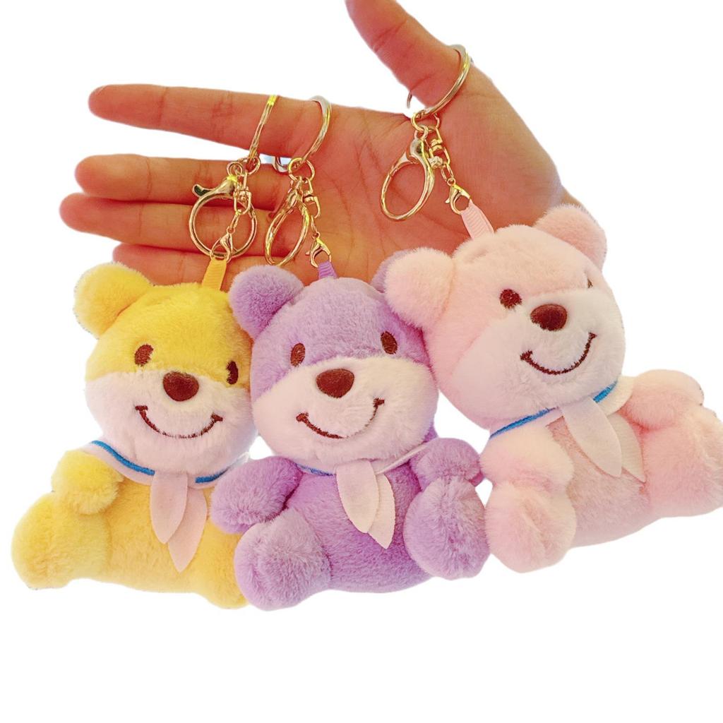 Navy Bear Plush Keychain Charm
