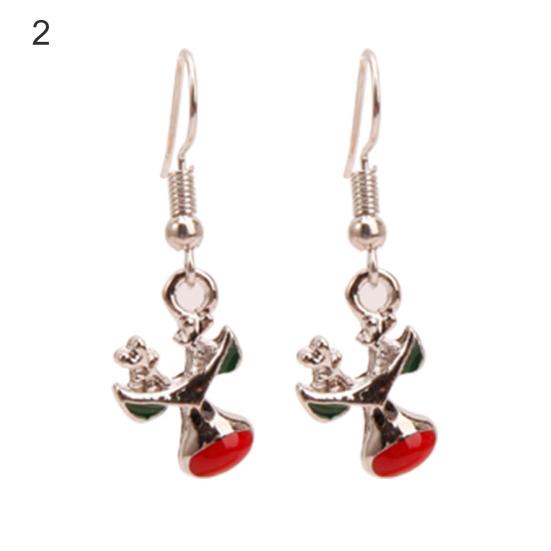 1 Pair Christmas Earrings Santa Claus Wreath Accessory Deer Socks Dangle Earrings for Christmas