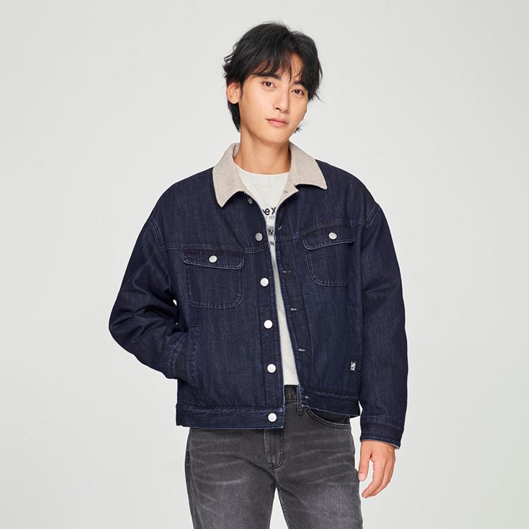Comfortable Casual Long Sleeve Denim Jacket Men jackets Dark-Blue LMT0090185PN00FA06876