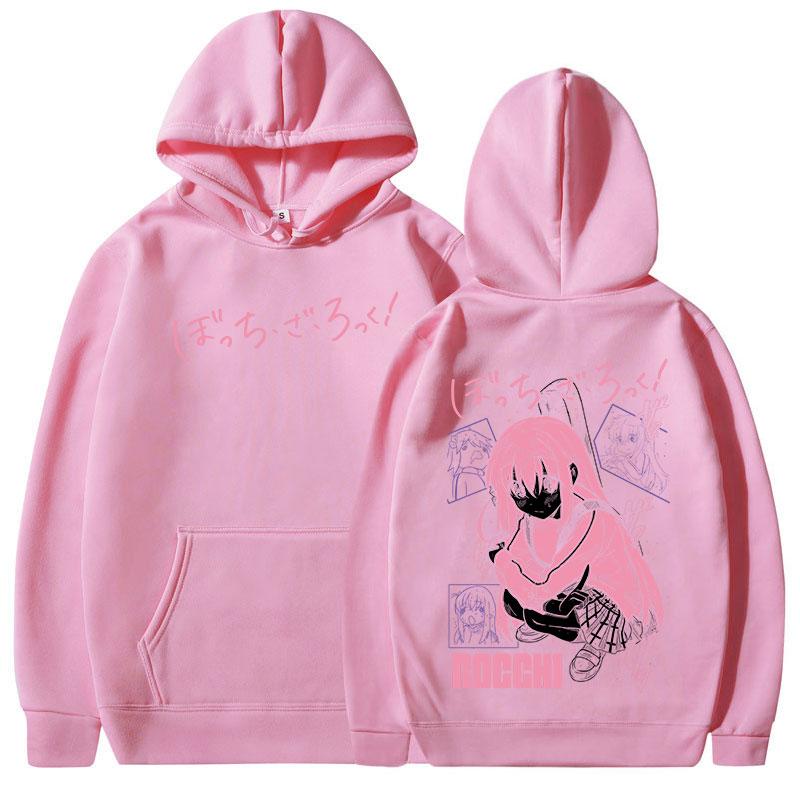 Anime Bocchi The Rock Hoodies Manga Hitori Gotoh Kawaii Hooded Sweatshirts Men Women Oversized Long Sleeves Pullovers Streetwear