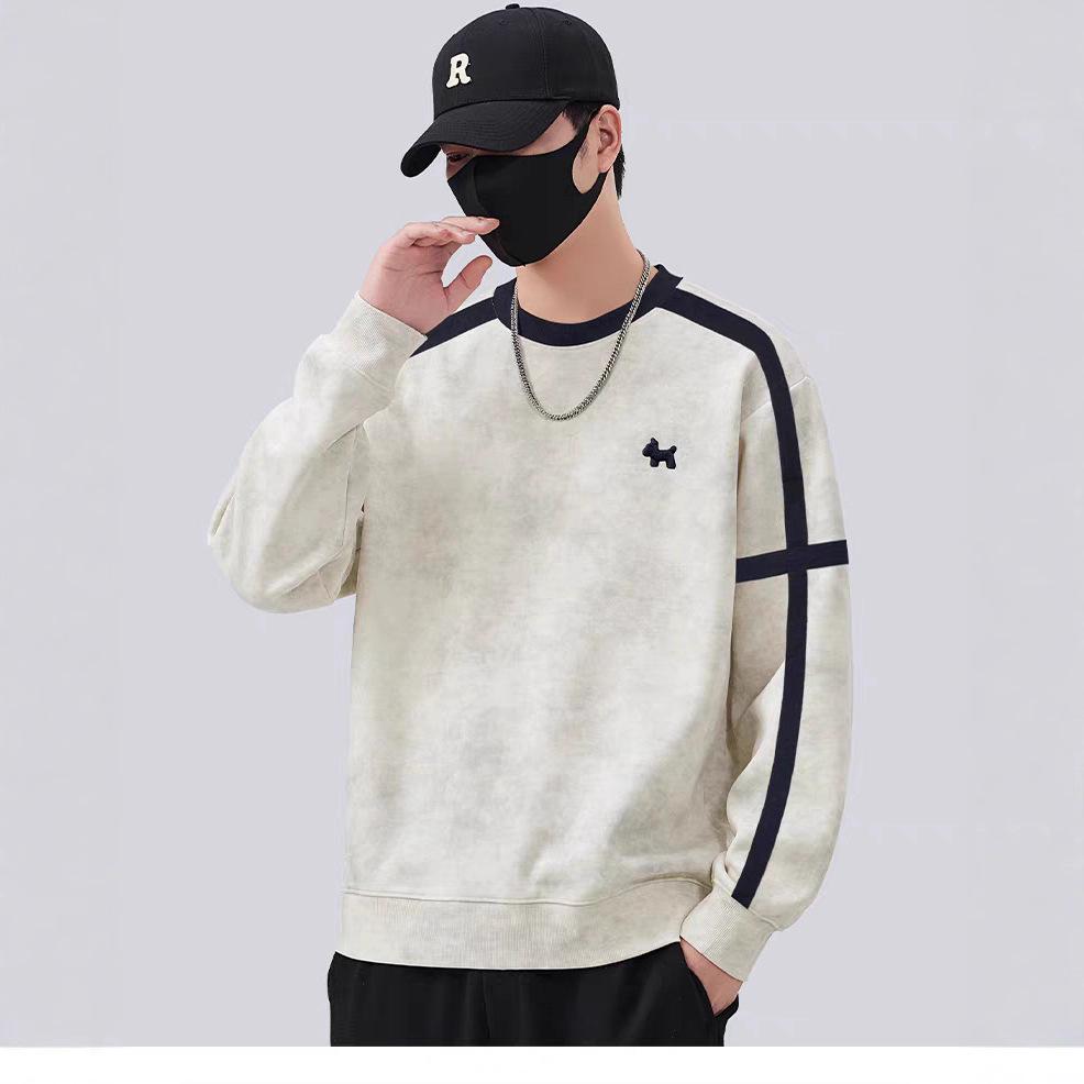 Men s Korean Style Tie-Dye Pullover Hoodie - Slim Fit, Versatile Long Sleeve with Embroidered Details XL