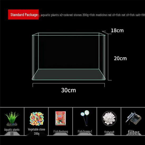 Mini Eco Fish Tank: Hot-Bent Glass, Desktop Goldfish Betta Aquarium, Water-Free Design for Living Room