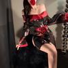 Sexy Off-the-shoulder One-word Shoulder Japanese Black Flower Kimono See-through Buttocks Free-of-charge Bathrobe Cardigan Costume Cosplay