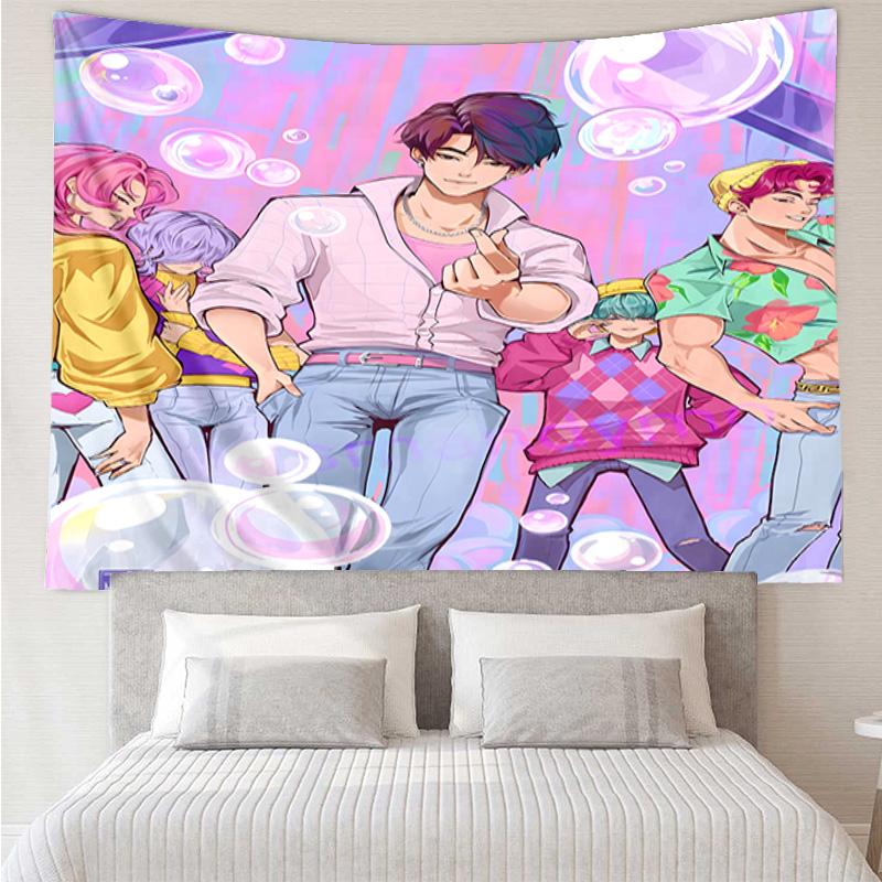 Colorful Kpop cartoon Tapestry Hanging for Bedroom,Livingroom, Playroom,Decor Art Room Wall Tapestry Holiday and Birthday Gifts