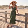 Abito Lungo Estivo da Donna Senza Maniche Scollo a V Vita Stretta Spiaggia Vacanza Casual Svasato Linea ad A Abito Lungo Maxi