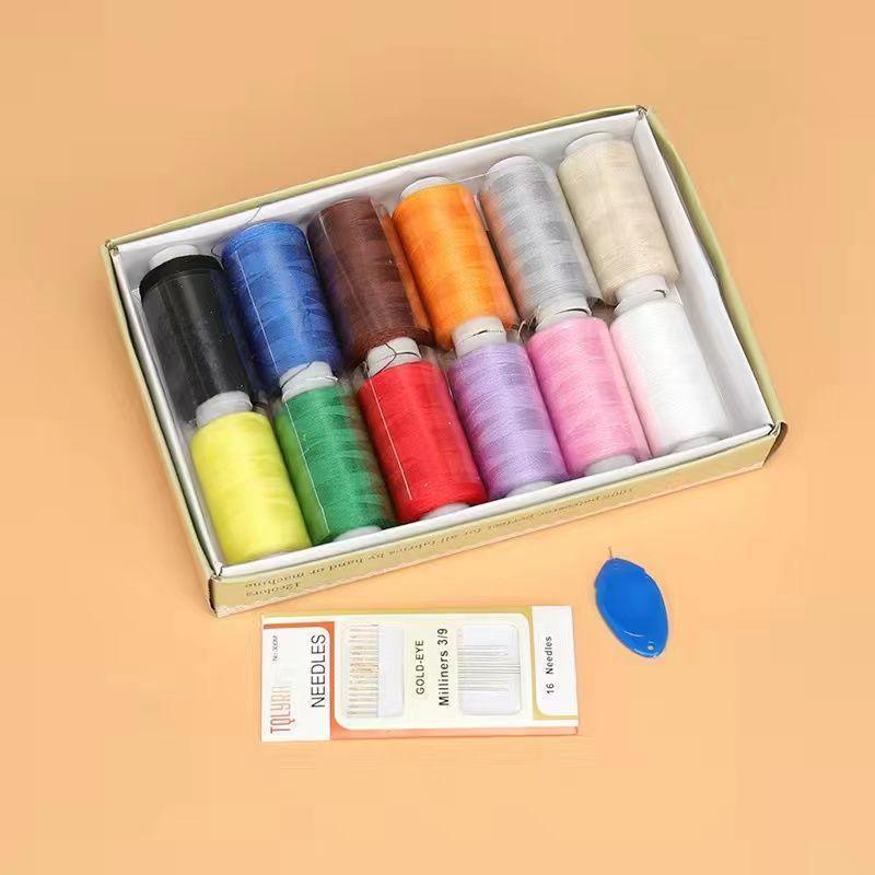 Mending Handmade Needle and Thread Set: White & Black Sewing Threads for Clothes