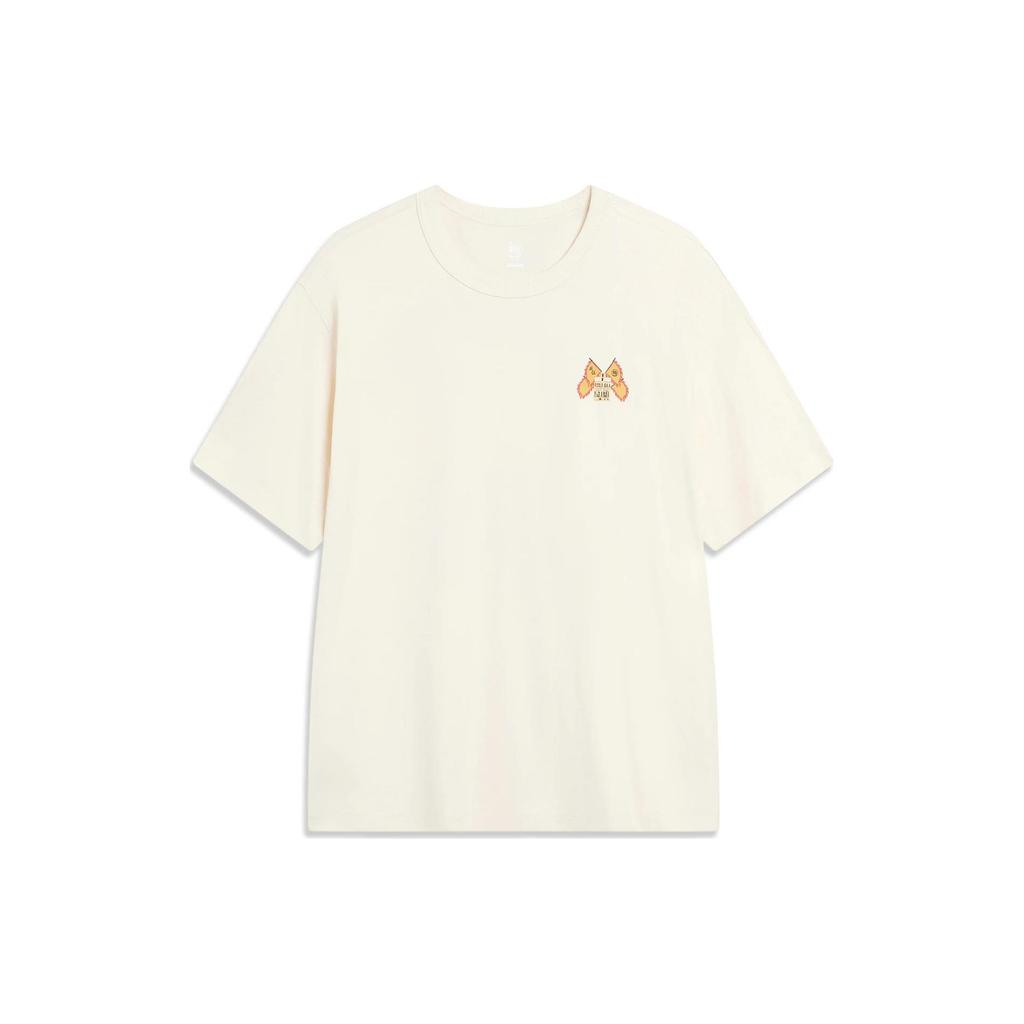 Li Ning Badfive Loose Short Sleeve T-Shirt With Back Lion Men Tops Light-Antique-Yellow AHSTA57-1